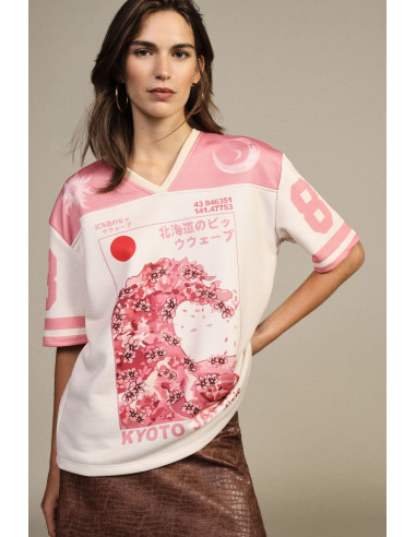 T-shirt met korte mouwen en Kyoto-print, Dixie-grafiek