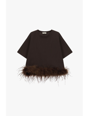 T-shirt à manches courtes avec plumes sur le bas Dixie