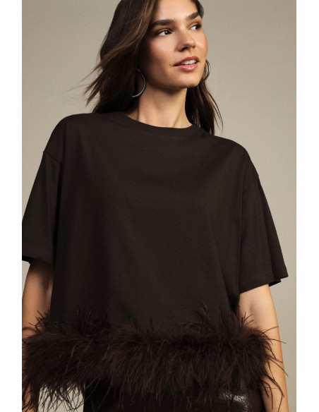 T-shirt à manches courtes avec plumes sur le bas Dixie