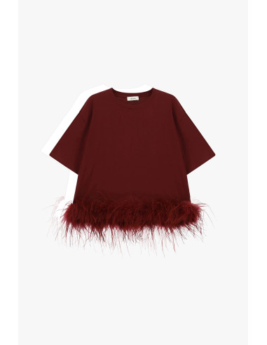 T-shirt à manches courtes avec plumes sur le bas Dixie