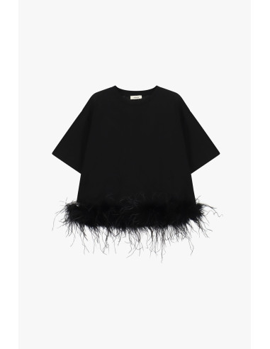 T-shirt à manches courtes avec plumes sur le bas Dixie