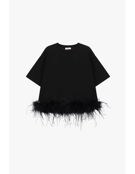 T-shirt à manches courtes avec plumes sur le bas Dixie