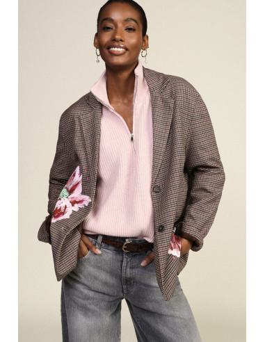 Blazer à carreaux fantaisie avec fleurs peintes Dixie
