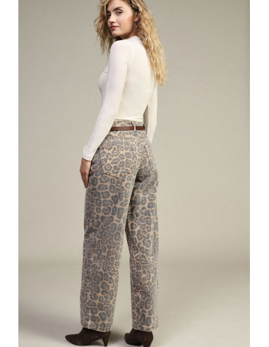 Eva Pantalon carotte à imprimé animalier taille haute Dixie