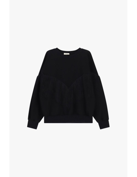 Sweat-shirt à col rond avec franges décoratives en V Dixie