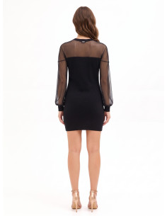 Robe courte en maille mélangée de laine avec empiècement en résille extensible Rinascimento 2