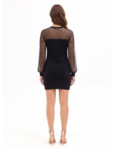 Robe courte en maille mélangée de laine avec empiècement en résille extensible Rinascimento