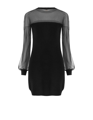 Robe courte en maille mélangée de laine avec empiècement en résille extensible Rinascimento