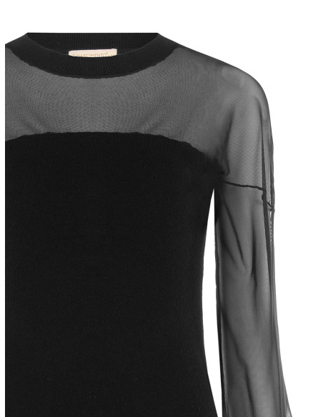 Robe courte en maille mélangée de laine avec empiècement en résille extensible Rinascimento