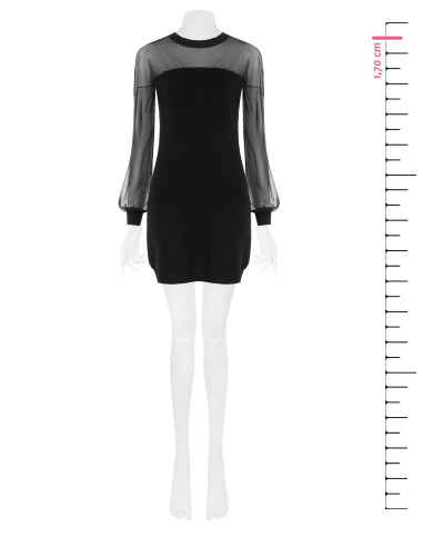 Robe courte en maille mélangée de laine avec empiècement en résille extensible Rinascimento