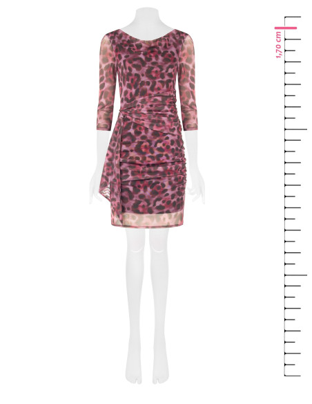 Robe courte en résille élastique imprimée léopard et drapée Rinascimento