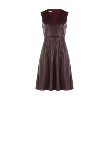 Robe courte évasée en similicuir avec encolure en V Rinascimento