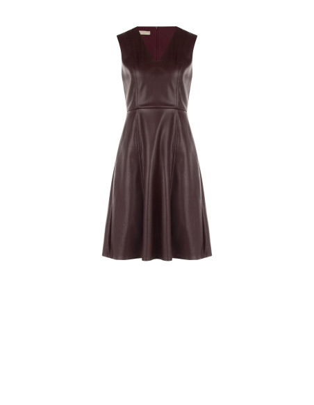 Robe courte évasée en similicuir avec encolure en V Rinascimento