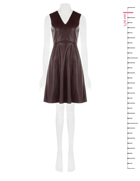 Robe courte évasée en similicuir avec encolure en V Rinascimento