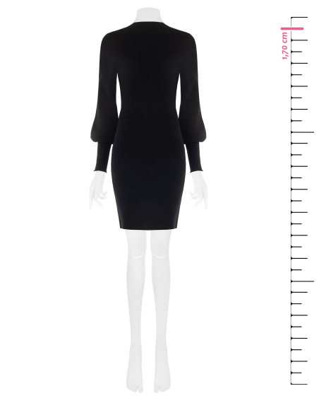 Robe courte évasée en maille côtelée à manches bouffantes Rinascimento