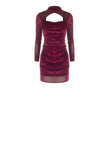 Robe courte en chenille froncée sur les côtés avec découpes Rinascimento
