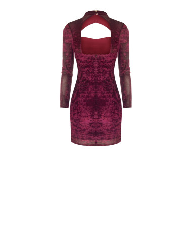 Robe courte en chenille froncée sur les côtés avec découpes Rinascimento