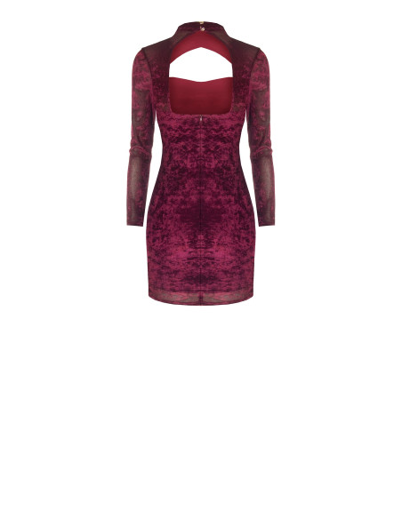 Robe courte en chenille froncée sur les côtés avec découpes Rinascimento