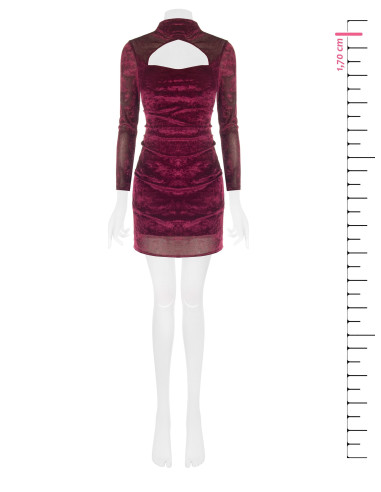 Robe courte en chenille froncée sur les côtés avec découpes Rinascimento