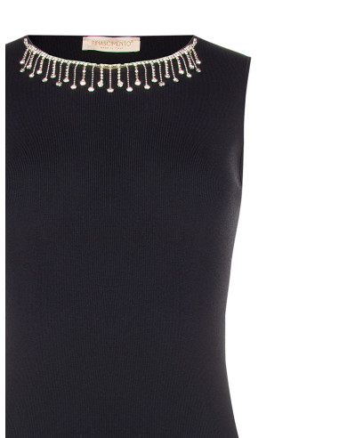 Robe fourreau en maille structurée avec collier en strass amovible « Rinascimento »