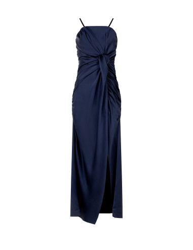 Robe longue en satin avec nœud et fente Rinascimento