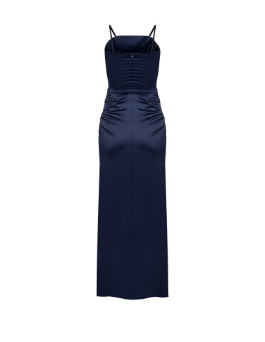 Robe longue en satin avec nœud et fente Rinascimento