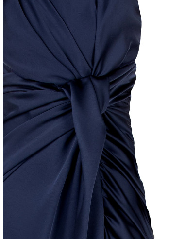 Robe longue en satin avec nœud et fente Rinascimento