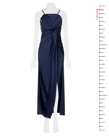 Robe longue en satin avec nœud et fente Rinascimento