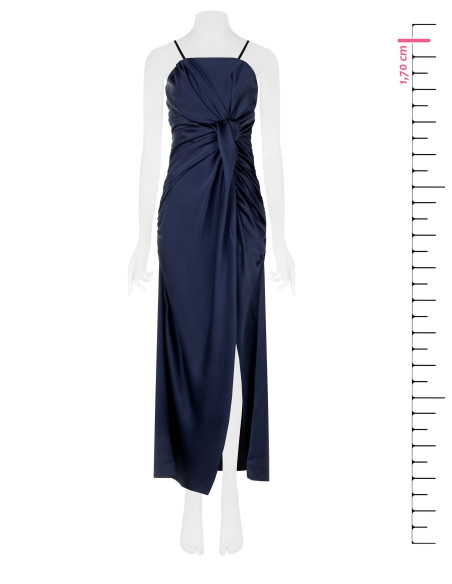 Robe longue en satin avec nœud et fente Rinascimento