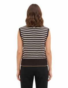 Gilet en maille rayé mélangé viscose et laine avec bords en lurex Rinascimento 2