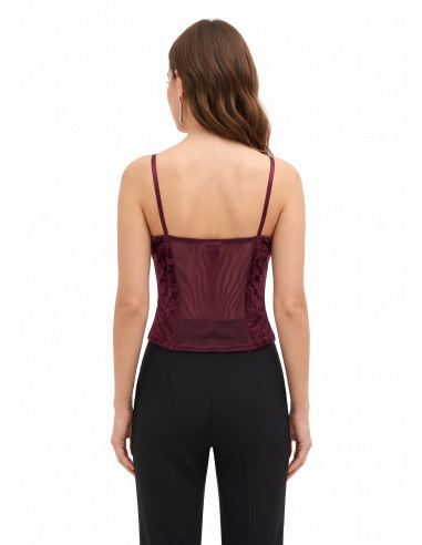 Top bustier en velours à fines bretelles Rinascimento