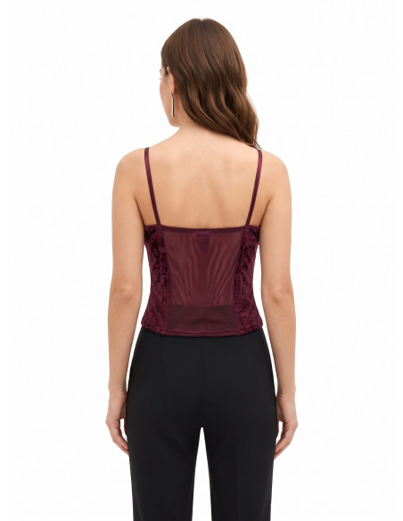 Top bustier en velours à fines bretelles Rinascimento