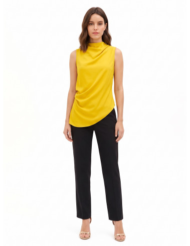 Top fluide en satin mat à bas asymétrique Rinascimento
