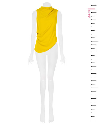 Top fluide en satin mat à bas asymétrique Rinascimento