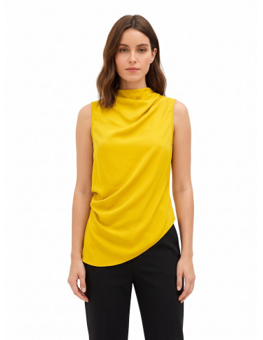 Top fluide en satin mat à bas asymétrique Rinascimento