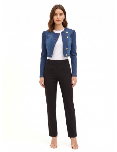 Cropped spijkerjasje met asymmetrische knoopsluiting Rinascimento