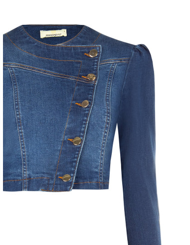 Cropped spijkerjasje met asymmetrische knoopsluiting Rinascimento
