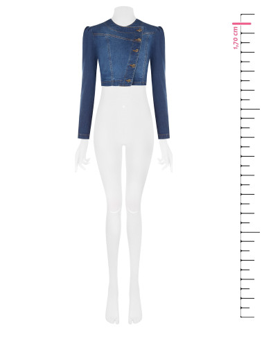 Cropped spijkerjasje met asymmetrische knoopsluiting Rinascimento
