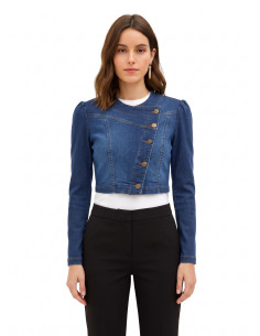 Cropped spijkerjasje met asymmetrische knoopsluiting Rinascimento