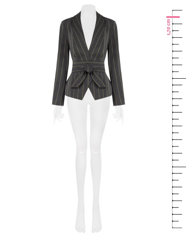 Veste blazer en coton mélangé à rayures avec maxi revers et ceinture assortie Rinascimento