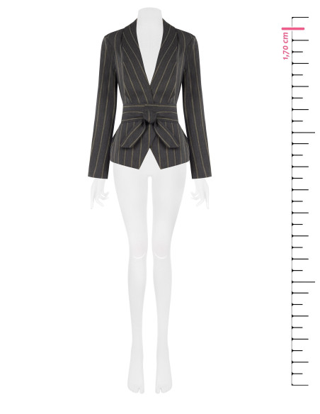 Veste blazer en coton mélangé à rayures avec maxi revers et ceinture assortie Rinascimento