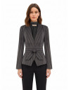 Veste blazer en coton mélangé à rayures avec maxi revers et ceinture assortie Rinascimento