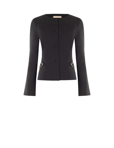 Veste blazer courte en tissu technique, sans revers, avec boucles décoratives Rinascimento