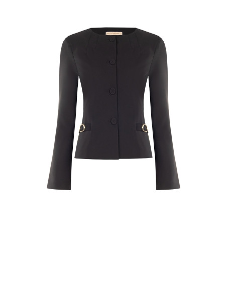 Veste blazer courte en tissu technique, sans revers, avec boucles décoratives Rinascimento