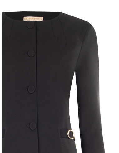 Veste blazer courte en tissu technique, sans revers, avec boucles décoratives Rinascimento