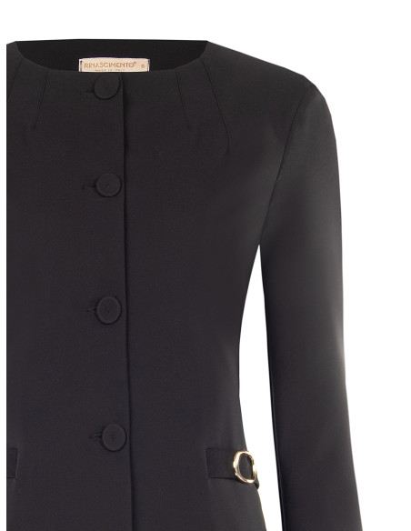 Veste blazer courte en tissu technique, sans revers, avec boucles décoratives Rinascimento