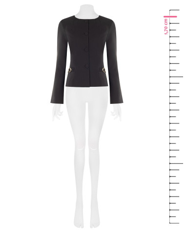 Veste blazer courte en tissu technique, sans revers, avec boucles décoratives Rinascimento