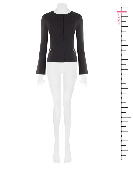 Veste blazer courte en tissu technique, sans revers, avec boucles décoratives Rinascimento
