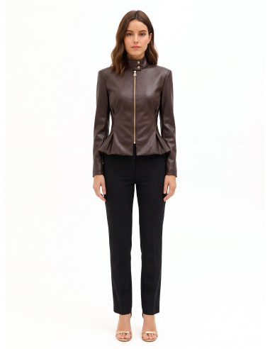 Veste cintrée et ajustée en similicuir avec épaulettes Rinascimento