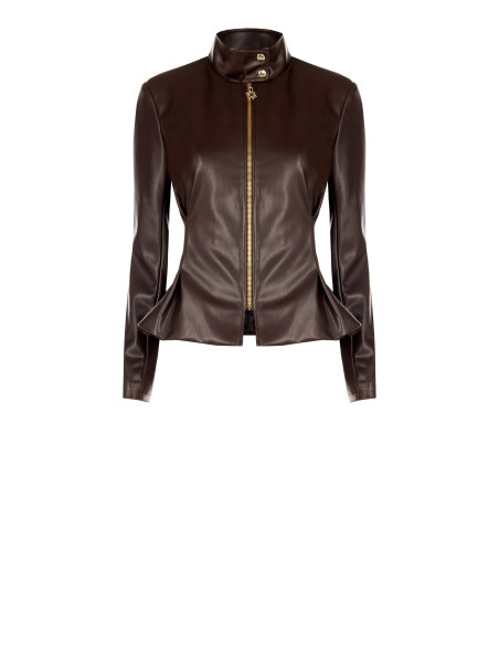 Veste cintrée et ajustée en similicuir avec épaulettes Rinascimento